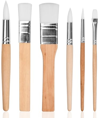 NATUCE 6Pcs Pennelli Professionali in Nylon per Pittura Acrilica, Ad Olio, a Guazzo e Ad Acquerelli - Set per Artisti, Adulti e Bambini