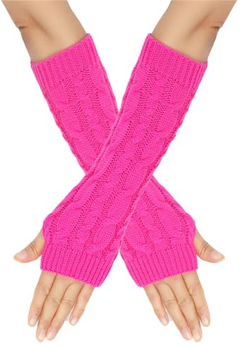 Handschuhe Ohne Fingerkuppen Warm Ohne Finger Winter Winterhandschuhe Strick mit Zopfmuster Kurzer Armstulpen Strick Handschuhe Unisex Touchscreen Gestrickte Fingerlose Armwärmer Handschuhe Gloves