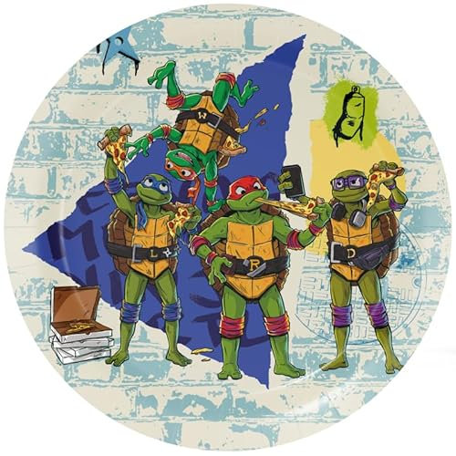BeenSmile, Platos Cumpleaños de las TORTUGAS NINJA, Platos Desechables para Celebraciones Infantiles y Fiestas Temáticas, Artículos de Decoración para Cumpleaños, 8 Platos de 23 CM