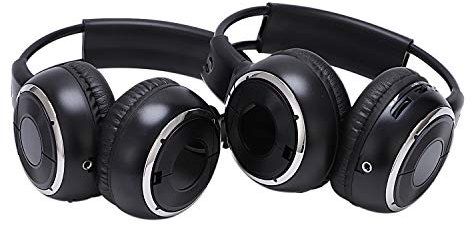 INTCHE 2 X Double Infrarouge StÉRÉO Casque sans Casque IR Voiture Lecteur DVD Appui-TÊTe Noir