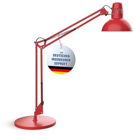 Maul LED Schreibtischlampe MAULstudy | Verstellbare Stehlampe mit Gelenkarm für Büro, Arbeitszimmer und Schreibtisch | Elegante Bürolampe aus Metall | Inklusive LED-Leuchtmittel | Rot