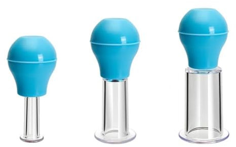 Juego de ventosas faciales de 3 tamaños para cara, juego de terapia de ventosas faciales, masaje de silicona para ojos, cara, masaje, celulitis, tazas faciales para levantar arrugas (azul)