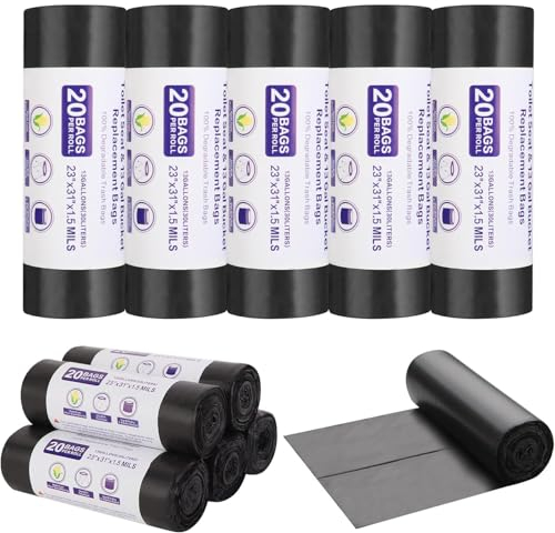 JOAAZAR 20 Stück Campingtoilette Beutel Schwarz Set,30L Biologisch Abbaubare Toilettenbeutel, Beutel für Campingtoiletten, Wasserdichte Trenntoilette Zubehör, für Mobile Toiletten, Wandern, Reisen