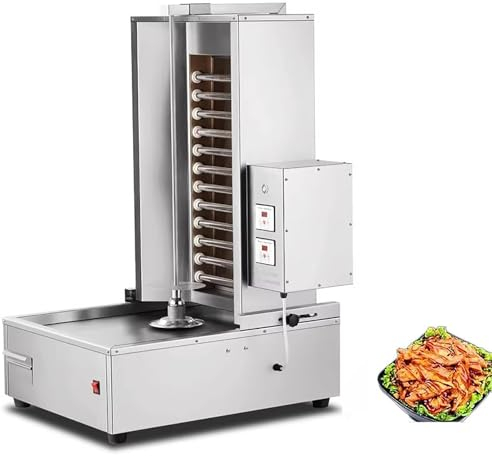 Máquina Asadora Vertical Para Shawarma, Máquina Doner Kebab Con 12tuboscalefactores Ondas Luz Y Caja Residuos Aceite, Rotación Automática 360° Y Control Temperatura Independiente,uniforme Rápido