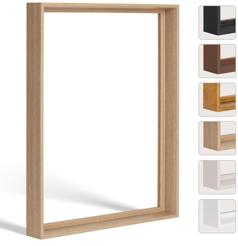 Bildershop-24 Schattenfugenrahmen FLEXI in Eiche Natur (Dekor) 50x70cm für Leinwandbilder und Keilrahmenbilder bis 4 cm Tiefe
