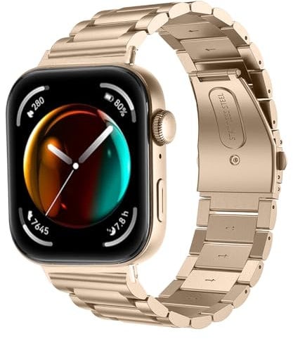 Gimuk Metal Straps Compatible with Huawei Watch Fit 3 Strap, Stainless Steel Wristband Replacement Watch Bands Accessories Bracelet for Huawei Watch Fit 3 (Champagne Gold)