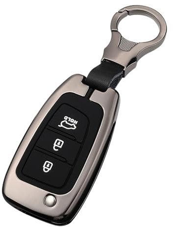 Sucxyor Kompatibel mit Hyundai Schlüsselhülle i30 i30n i35 i40 ix35 NX4 Solaris Elantra Tucson Kona Azera Sonata Genesis Accent Zinklegierung Autoschlüssel Hülle Schlüssel Cover mit Schlüsselanhänger
