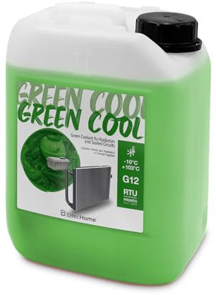 ErrecHome Green Cool, Liquido Radiatore Verde -10°C, antigelo G12 con pacchetto inibitore a base organica OAT, Pronto all’uso, 5 Litri