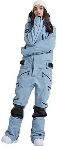 HOUZONIY Damen und Herren Schneeanzug Snowboard Einteiler Overall Wasserdicht Winddicht Winter Warme Einteiliger Skioverall,für Wandern Klettern(Blau XL)