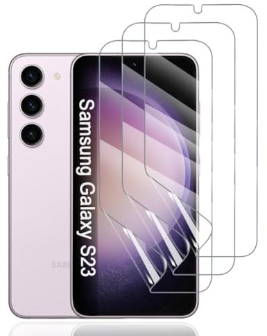 Hhfcryst Protector de Hidrogel Protector para Samsung Galaxy S23, 3 Piezas TPU Protectores de Pantalla HD Transparente Suave (Vidrio no templado)