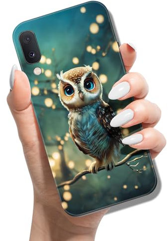 Handyhülle für Samsung Galaxy A70 Hülle Tier Muster Motiv Weich TPU Silikon Schwarz Case für Mädchen Jungen Dünn Slim Soft Cover - Eulen-Baum