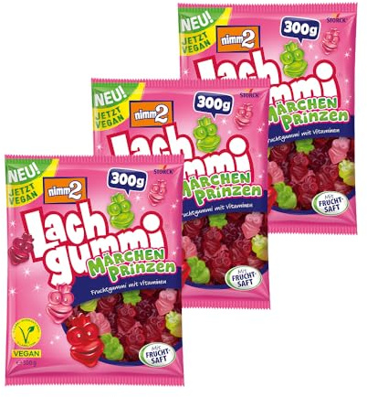 nimm2 Lachgummi Märchenprinzen – 3 x 300 g – Vegane Fruchtgummis mit Fruchtsaft und Vitaminen – Süßigkeit in sechs Geschmacksrichtungen