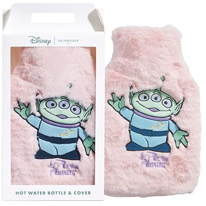 Skinnydip Bouillotte Disney Aliens – Capacité de 300 ml – Bouillotte mignonne et moelleuse avec fermeture à visser et housse lavable en machine, cadeau confortable pour femme