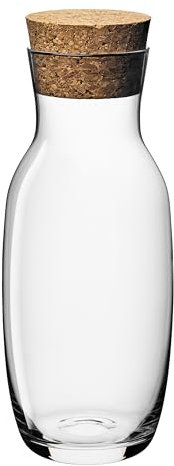 Gerlach 1760 Carafe à eau avec couvercle Carafe en verre Couvercle en liège 1,1 L Pichet à eau Pichet en verre Robuste Stable Passe au lave-vaisselle Débit
