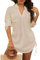 StylSense Damen Strandkleid Sommer Bikini Cover Up Badeanzug Sommerkleider Damen Leicht Strandponcho bluse mit Tunnelzug (Beige, L)