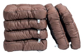 TexDeko® 6er Pack Premium Stuhlkissen 50x50x12 cm Sitzauflagen Polsterauflagen UV-Schutz & Wasserabweisend Bodenkissen Outdoor/Indoor Loungekissen für Garten, Freizeit & Sommer (Braun)