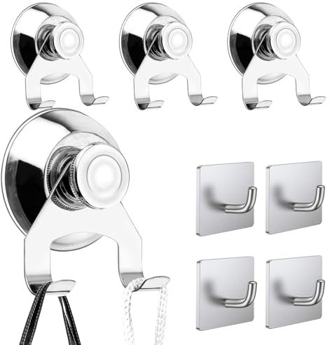 GZLCEU 4 ganci a ventosa, 7 ganci a ventosa da 5,5 cm, con 4 ganci senza fori per finestre, vetro, piastrelle, cucina, bagno, ecc