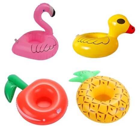 KEQAR Set di 4 pezzi di portabicchieri galleggianti gonfiabili, portabicchieri per vasche idromassaggio, fenicotteri gonfiabili da piscina per feste, vacanze e docce