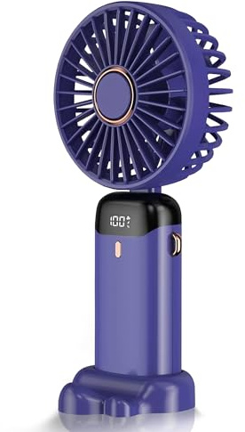 Handheld Fan with Water Mist – 4000mAh USB Rechargeable, 5V Portable Neck Fan, 3-Speed & 5 Wind Modes, Foldable, Ultra-Quiet 35dB, ABS+PP Safe Material – For Car, Office, Travel, Outdoor (Blue)