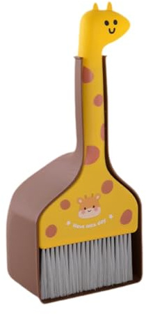 HuadaXtai Mini Balai Pelle pour Enfants Ensemble de Nettoyage Jouet en Matière Pet PP pour Jeu D'Imitation Adapté Aux Enfants, Brun