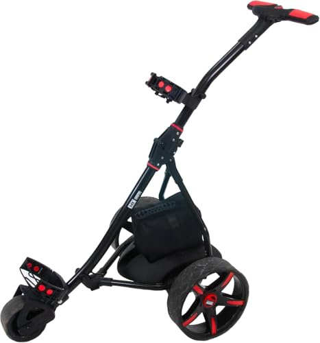 M.Y Pro Series Electric Golf Trolley | 36 Hole Battery Lithium Golf Trolley | 9 Speed Auto Distance Function | Easy To Assemble | Over £100 Free Accessories (Lithium Battery, Red)