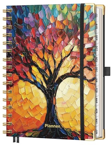AHGXG Academic Planner 2026-2027, July 2026 - June 2027, Weekly and Monthly, 5.7 x 8.3, Hardcover, Spiral-Bound, Calendar, Agenda for Women, Student, School, 12-Month Tabs (Colourful Tree)