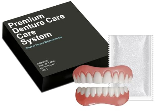 Silikon Zahnprothese Set, Reline Denture Set, Prothesen Unterfütterung Gebiss Frauen Männer, Zahnersatz Prothese Komplett, Kosmetische Zähne Temporäre Prothesen für Eine Schnelle Orale Verschönerung