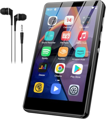 SWOFY 80GB MP3 Player mit Bluetooth und WLAN, 4.0-Zoll Touchscreen MP3 & MP4 Player Android mit Spotify, Amazon Music, FM Radio, Rekorder, E-Book, Browser (Schwarz)
