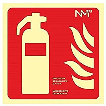 Normaluz RD00A901 - Señal Luminiscente Extintor Aluminio 0,5mm 21x21cm con CTE, RIPCI y Apto para la Nueva Legislación