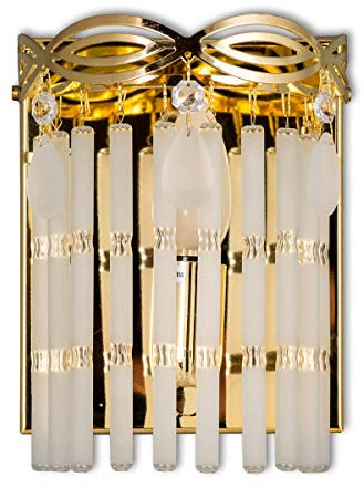 Helios Leuchten Kristall Wandleuchte Messing | Wandlampe Kronleuchter gold | klassische Lampe Leuchte Lüster | Schlafzimmer Wohnzimmer Flur