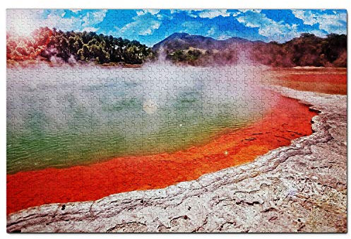New Zealand Jigsaw Puzzle 1000 Piece New Zealand Wai-O-Tapu Thermal Wonderland Rotorua Puzzle Game Artwork Travel Souvenir Wooden