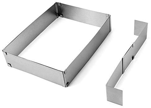 QWORK® Backrahmen rechteckig verstellbar, kuchenform eckig mit teilern, quadratisch, 27.5-52 cm x 18-34 cm, 1 Stück