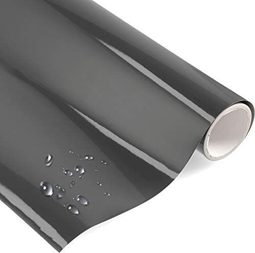 timalo® Premium Möbelfolie selbstklebend uni Hochglanz Küchenfolie Klebefolie zum Bekleben von Möbel, Türen PVC Folie Küche Bastefolie Türfolie | Dunkelgrau-G-200x63cm