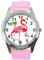 Runde Quarzuhr für Flamingo-Fans, Leder, Rosa