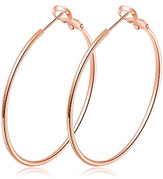 Hasnsofie Creolen Silber 925 Ohrringe für Damen, 925 Sterling Silber Creolen Ohrringe Set, Hypoallergen Groß Silber Huggie Creolen Ohrringe, 30mm Rose Gold Damen Kreolen Creolen Ohrringe Set