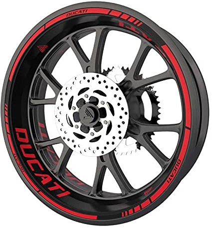 Komplettes Set mit Aufklebern für Motorrad Ducati Premium Qualität (2 Räder) (rot)