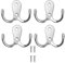 Double Prong Coat Hook Robe Hooks Dual Coat Hooks Wall Mounted Hanging Clothes Metal Door Hooks for Bathroom Bedrooms Hanging Clothes Robe Towel Kitchen (Sliver) - 4PCS