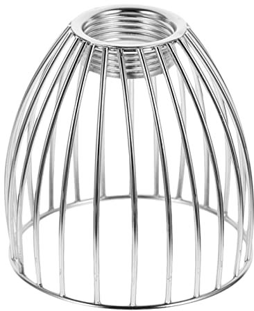 FRCOLOR Lamp Guard Industrial Vintage Light Cage for Pendant Lights Iron Wire Lamp Shade Antique Holders Silver