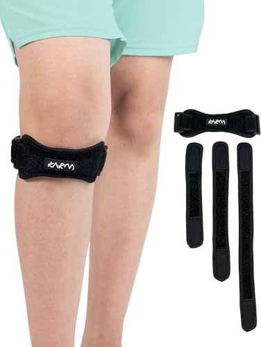 KARM Kniebandage für Kinder – Osgood Schlatter Kniebandage für Mädchen und Jungen | Junior Teenager Patella-Sehnen-Knieband | Arthritis-Schmerzen & Kniebeschwerden & Sport (1 Stück, Schwarz)