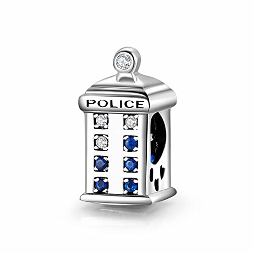 GNOCE Doktor Wer Polizeikasten Zeitmaschine Tardis Charm Anhänger 925 Sterling Silber Das Universum ist groß Perlen Charms für Armbänder Halsketten