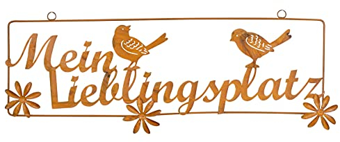 levandeo Schild Mein Lieblingsplatz L54cm Rost Braun Wandbild Wanddeko Garten Deko Hänger Eisen Metall Türschild Gartendeko Außendeko