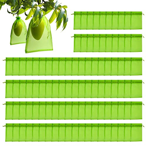 100 Stück Obst Schutzbeutel Trauben Schutzbeutel Pflanzen Schutzbeutel Garten Netz Beutel Mit Zugband, Für Weintrauben, Garten Netzbeutel Schutz Vor Kirschessigfliege Wespen and Vögeln