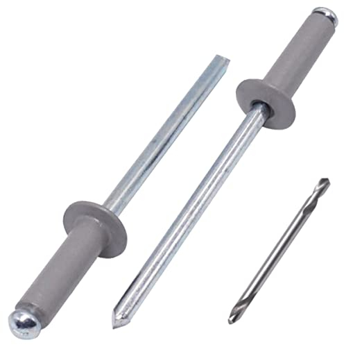 SKIR'CO (350 Stück) Blindnieten lackiert 4,0 x 14 mm, Aluminium Popnieten, Bohrer enthalten (Staubgrau RAL 7037)