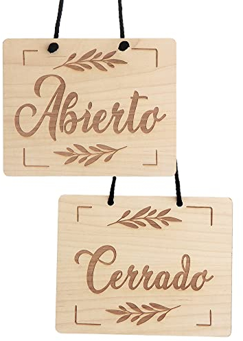 Smile BB- Cartel Abierto Cerrado para Tiendas, Bares, Restaurantes, Letrero Abierto Cerrado en Madera, Fabricado en España