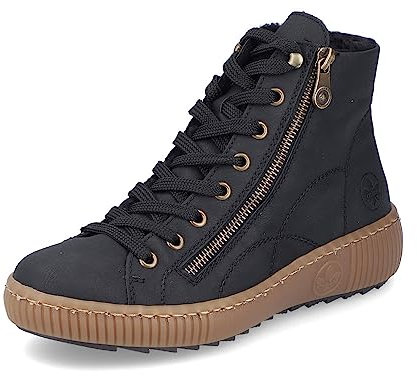 Rieker Femme Baskets Z6610, Dame Baskets Basses,Semelle intérieure Amovible,Chaussure à Lacets,Chaussure de Sport,Noir (Schwarz / 00),37 EU / 4 UK
