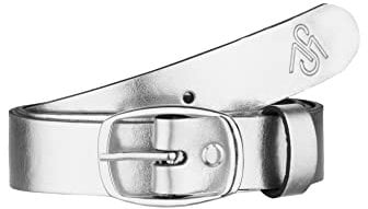 Merry Style Damen Gürtel Ledergürtel D41(Silber Logo, 90 cm (Gesamtlänge 109 cm))