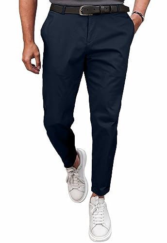 Meilicloth Herren Chino Hose Anzughose Herren Chinohose Stretchhose Herren Baumwolle Sporthose Casual Freizeithose mit Enger Passform Blau 38