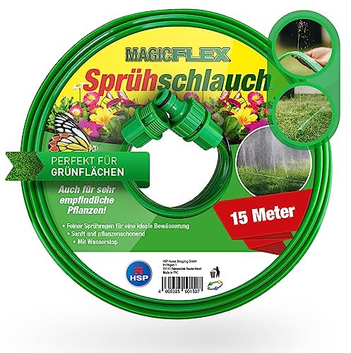 TELEWELT Sprühschlauch [15 METER] Flexibler Schlauchregner und Bewässerungsschlauch mit Löchern - idealer Beregnungsschlauch für Grünflächen