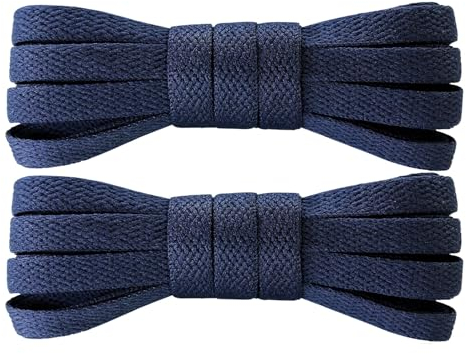 7STROBBS 2 Paia Lacci Scarpe Blu Navy da Sneakers,Stringhe Scarpe Piatti Blu Navy da Ginnastica Larghi 8mm per Alte Air Force 1,Navy Blue Shoelaces de Bambini e Adulti,110cm