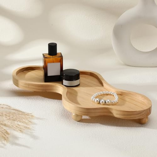 Uiifan Wood Cloud Perfume Tray Irregular Jewelry Decorative Tray for Women Trinket Dish Ring Holder Dish Room Aesthetic Decor Valentine Birthday Gift(Wood Color)
